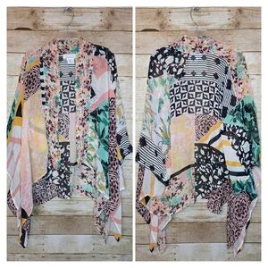 Anthropologie Multicolor Abstract Kimono, O/S